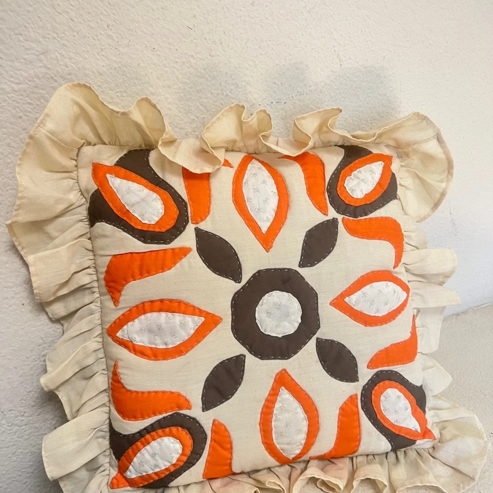 Vintage Handmade Quilted‎ Patchwork Granny Cozy cottagecore throw pillow